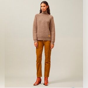 Tory Burch Raglan Turtleneck Swetaer Size M Dark Oatmeal Melange
